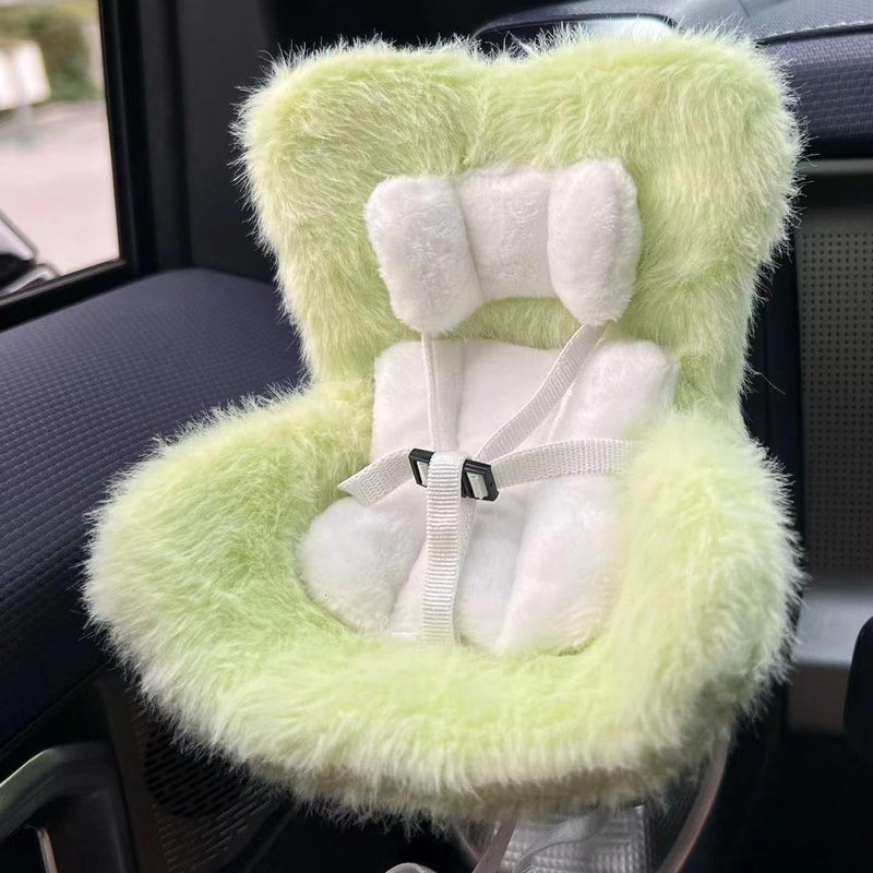 SwiftServ Doll Car Seat for 17cm Dolls with Air Vent Clip and Desktop Stand, Cute and Functional Car Ornament for Blind Box Doll Fans, Collectors, (Green) - Image 1